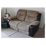 Leather / Microfiber Double Recliner Loveseat