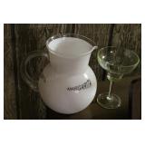Plastic Margarita Pitcher & 6 Plastic Glasses