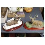 Two Deer figurines on wood bases