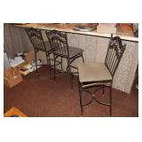 3 metal barstools w/ upholstered seats