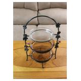 3 tier pie stand w/ glass pie dishes