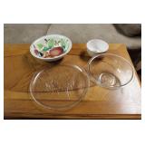 Round glass platter & serving bowls