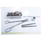 tongs, feeler guages, plumbers tape & Misc