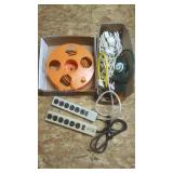 Box of Power strips, 3 Way Adapter