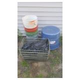 Muck Bucket, Qty 5 Gal Buckets, 4 wWre Baskets