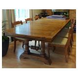 Oak Dining Table & 6 Cherry Chairs