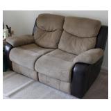 Leather / Micro Fiber Double Recliner Loveseat