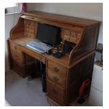 Oak Roll Top Secretary Desk