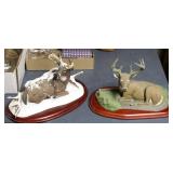 Two Deer figurines on wood bases
