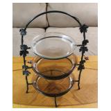 3 tier pie stand w/ glass pie dishes
