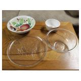 Round glass platter & serving bowls