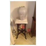 Marble Top Cherry Fern Stand and Vase