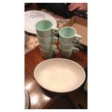 Lot of Dallasware Cups and a Texasware-style Bowls