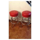 Two Red Bar Stools