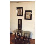 Two End Tables with Matching Mirror & Art