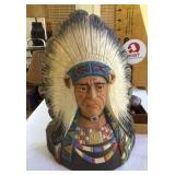 Carved wooden Indian bust