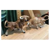Pair ceramic bull figures
