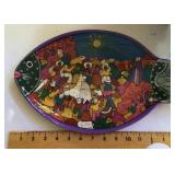 Redware painted fish platter