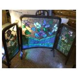 Stained glass fireplace screen