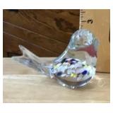 Glass bird paperweight