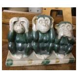 Ceramic "See/Hear/Speak No Evil" monkeys