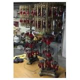 Pair of ruby glass prism table lamps
