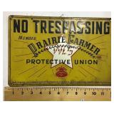 Prairie Farmer Protective Union tin sign