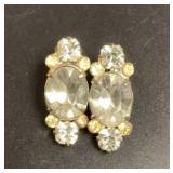 Rhinestone clip-on sterling earrings