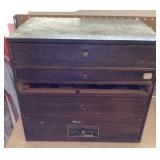 Wood cabinet with watch parts