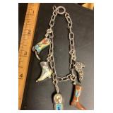 Sterling shoe charm bracelet