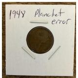 1948 Planchet error penny