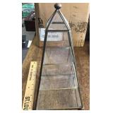 Glass and metal pyramid display shelf