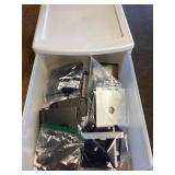 Sterilite tote of microscope parts