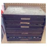 5-drawer Bulova cabinet with watch parts