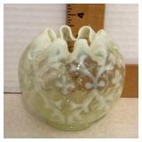 Opalescent vaseline glass rose bowl Opalescent vaseline glass rose bowl
