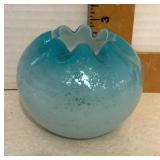 Blue glass rose bowl Blue glass rose bowl