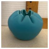 Blue frosted glass rose bowl Blue frosted glass rose bowl