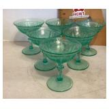 6 Depression glass sherbets 6 Depression glass sherbets