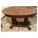 Tiger oak oval pedestal table Tiger oak oval pedestal table