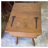 Early American sewing storage table Early American sewing storage table