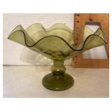 Green art glass compote Green art glass compote