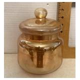 Carnival glass covered jar Carnival glass covered jar