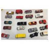 Lots of Hot Wheels and Matchbox vehicles
