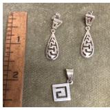 Sterling earrings and pendant