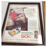 Vintage framed John Wayne Camel cigarettes ad