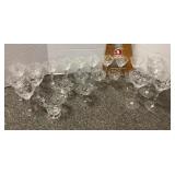 Etched stemware and cream/sugar lot