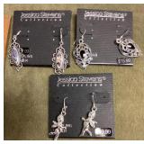 3 pair Jessica Stevens sterling earrings