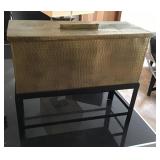 Hammered brass box on stand Hammered brass box on stand