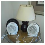 3 small fans, table lamp 3 small fans, table lamp