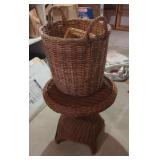 Large wicker basket and wicker side table Large wicker basket and wicker side table